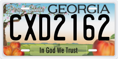 GA license plate CXD2162