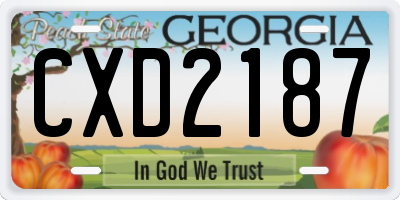 GA license plate CXD2187