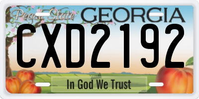 GA license plate CXD2192