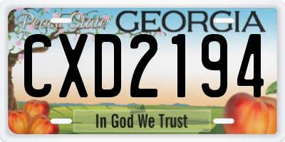 GA license plate CXD2194