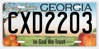 GA license plate CXD2203