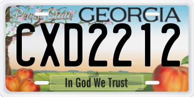 GA license plate CXD2212