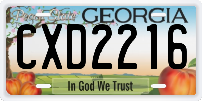 GA license plate CXD2216