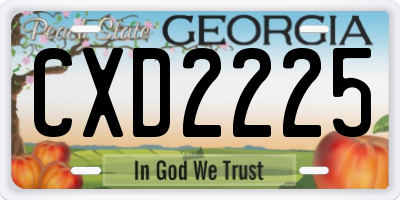 GA license plate CXD2225