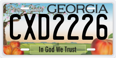 GA license plate CXD2226
