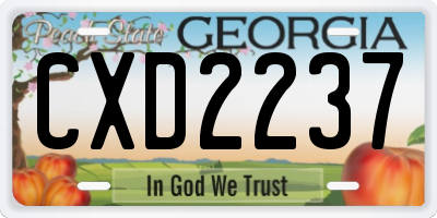 GA license plate CXD2237