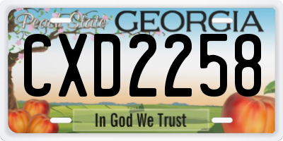GA license plate CXD2258