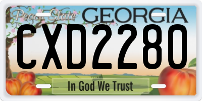 GA license plate CXD2280
