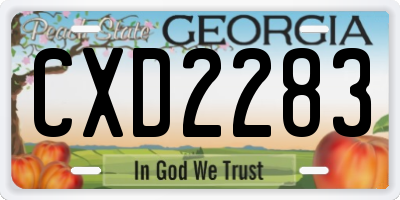 GA license plate CXD2283