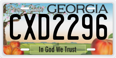 GA license plate CXD2296
