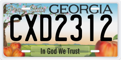 GA license plate CXD2312