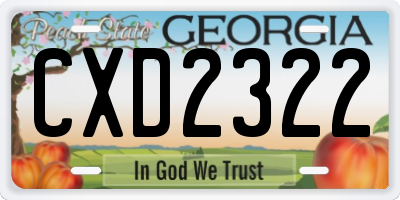 GA license plate CXD2322