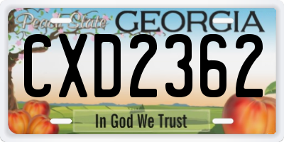 GA license plate CXD2362