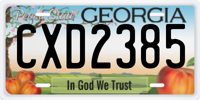GA license plate CXD2385