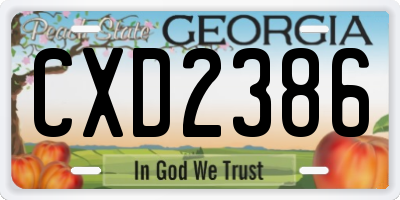 GA license plate CXD2386