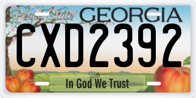 GA license plate CXD2392