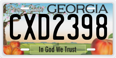 GA license plate CXD2398