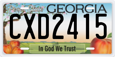 GA license plate CXD2415