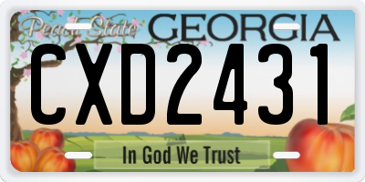 GA license plate CXD2431
