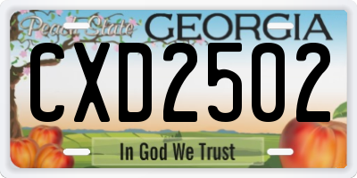 GA license plate CXD2502