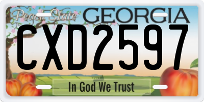 GA license plate CXD2597
