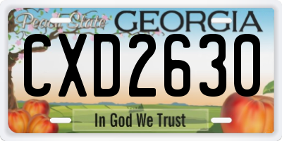 GA license plate CXD2630