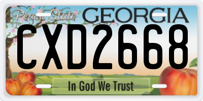 GA license plate CXD2668