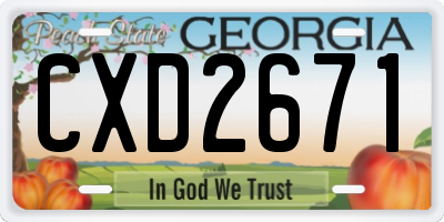 GA license plate CXD2671