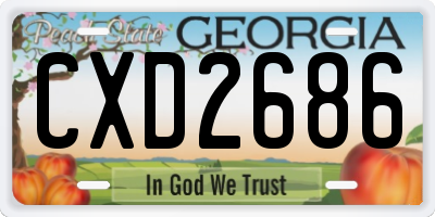 GA license plate CXD2686