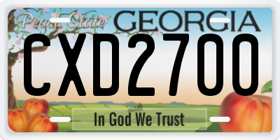 GA license plate CXD2700