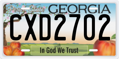 GA license plate CXD2702