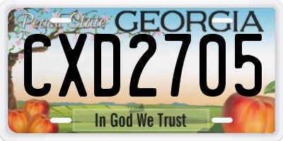 GA license plate CXD2705