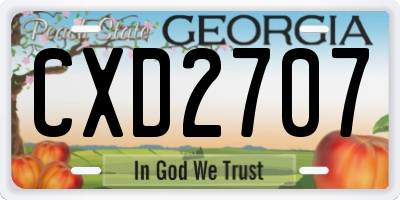 GA license plate CXD2707