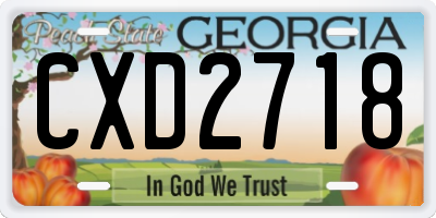 GA license plate CXD2718
