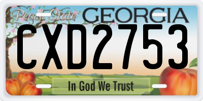 GA license plate CXD2753