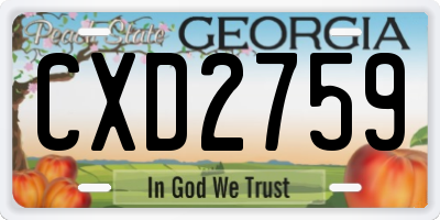 GA license plate CXD2759