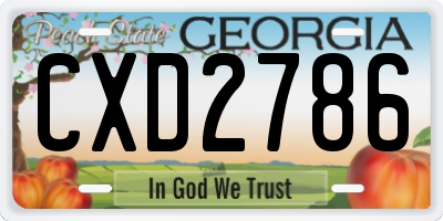 GA license plate CXD2786