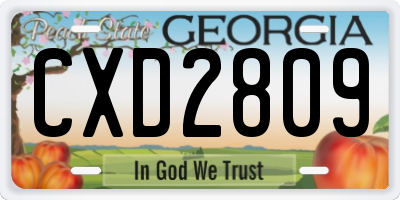 GA license plate CXD2809
