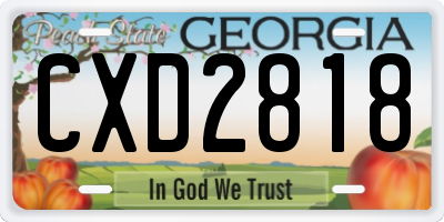 GA license plate CXD2818