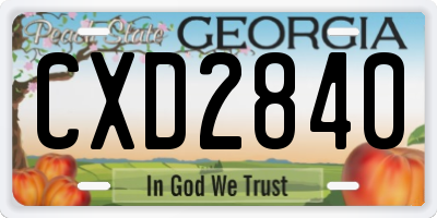 GA license plate CXD2840