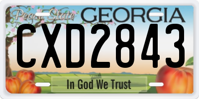GA license plate CXD2843