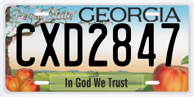 GA license plate CXD2847