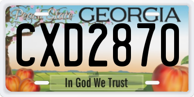 GA license plate CXD2870