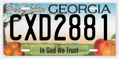 GA license plate CXD2881