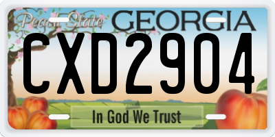 GA license plate CXD2904