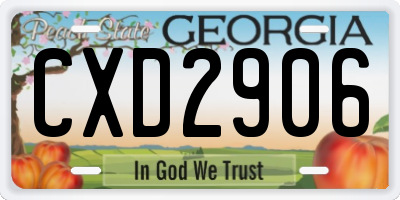 GA license plate CXD2906