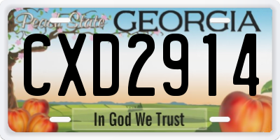 GA license plate CXD2914