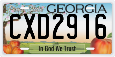GA license plate CXD2916