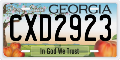 GA license plate CXD2923
