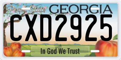 GA license plate CXD2925